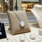 Collana in oro bianco 18k e diamante naturale e opale 1.60ct