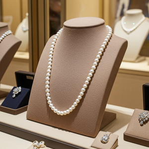 Collana in oro bianco 18k e perle naturale akoya e diamanti naturali