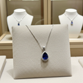 Collana in oro bianco 18k e diamanti naturali e zaffiro naturale 1.98 ct
