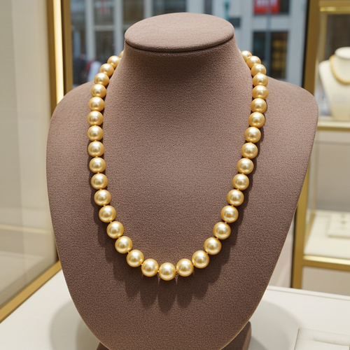 collana con oro giallo 18k e 1 fila di perla naturale australiane  38 cm
