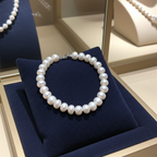 bracciale in oro bianco 18k con 1 fila di  perla naturale australiane 9mm