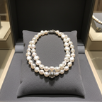 bracciale in oro bianco 18k e 2 fila di perla naturale australiane di 8 mm