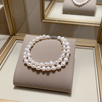 bracciale in oro bianco 18k e 2 fila di perla naturale australiane di 8 mm
