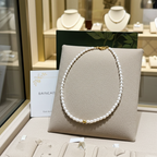collana in oro bianco 18k e 1 fila di  perla naturale australiane 34cm