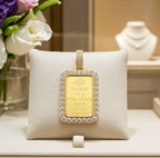 Ciondolo in oro con Lingotto 24k da 10 Gr e diamanti naturali 1.10ct