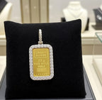Ciondolo in oro con Lingotto 24k da 2,5 Gr e diamanti naturali 1.10ct