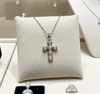 Collana croce con ciondolo - 18 carati Oro Bianco - 0,60 ct Diamanti Naturale