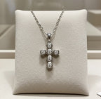 Collana croce con ciondolo - 18 carati Oro Bianco - 0,60 ct Diamanti Naturale