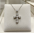 Collana croce con ciondolo - 18 carati Oro Bianco - 0,60 ct Diamanti Naturale
