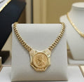 Collana in oro giallo 18k con diamanti naturali 0.81 ct e sterline d'oro