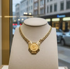 Collana in oro giallo 18k con diamanti naturali 0.81 ct e sterline d'oro