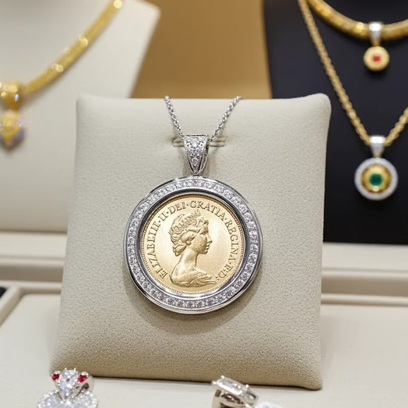 Ciondolo in oro con sterline 22k e diamanti naturali 1.10ct