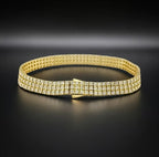 Bracciale tennis in 3 Fila diamante naturale Taglio Rotondo 6.72CT