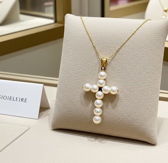 Ciondolo - 18 carati Oro giallo Perla - 0,10ct Diamante Naturale nero