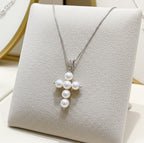 Ciondolo - 18 carati Oro Bianco Perla Naturale - 0,10ct Diamante Naturale