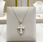 Ciondolo - 18 carati Oro Bianco Perla Naturale - 0,10ct Diamante Naturale