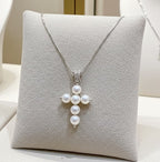 Ciondolo - 18 carati Oro Bianco Perla Naturale - 0,10ct Diamante Naturale