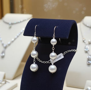 Orecchini - 18 carati Oro Bianco Perla Bianco- Akoya 8