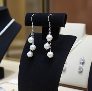 Orecchini - 18 carati Oro Bianco Perla bianca - Akoya 6
