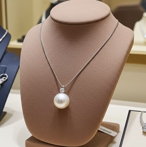 Collana - 18 carati Oro bianco Perla naturale - Akoya 0,10ct Diamante Naturale