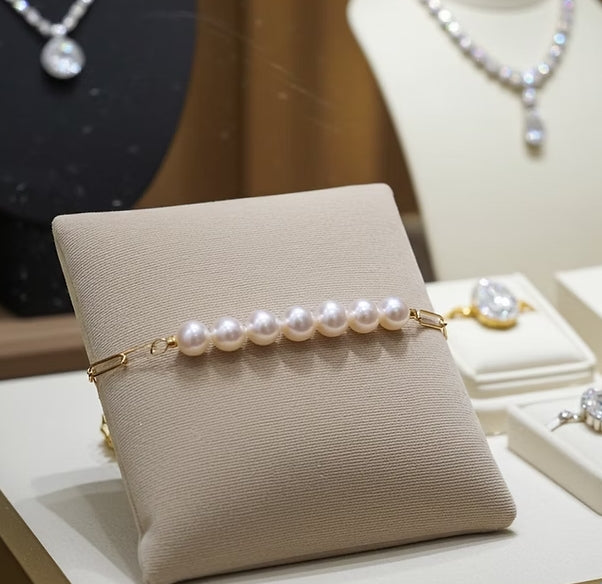 bracciale in oro Gialla 18k con 1 fila di perla naturale australiane 9m