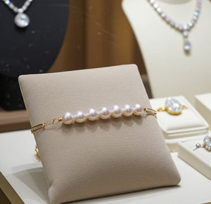 bracciale in oro Gialla 18k con 1 fila di perla naturale australiane 9m