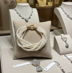bracciale in oro bianco 18k con 5 fila di perla naturale australiane 6m