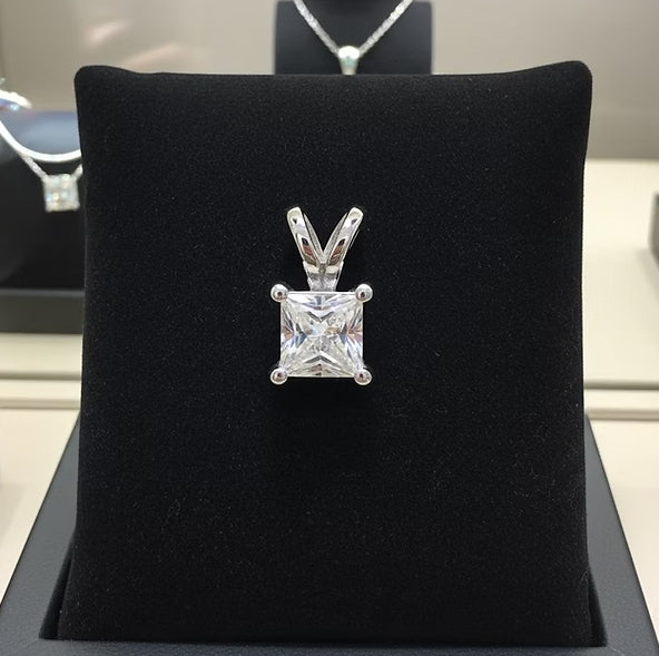 Ciondolo - 18 carati Oro bianco- 1,00ct.Diamante ( Coltivato in Laboratorio)