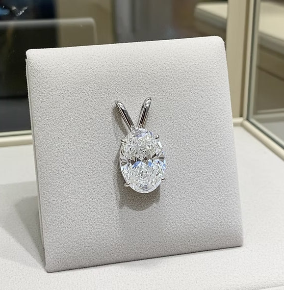 Ciondolo - 18 carati Oro bianco- 1,00ct.Diamante ( Coltivato in Laboratorio)