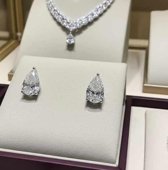 Orecchini a lobo - 18carati Oro bianco -1,60 ct.Diamante da laboratorio