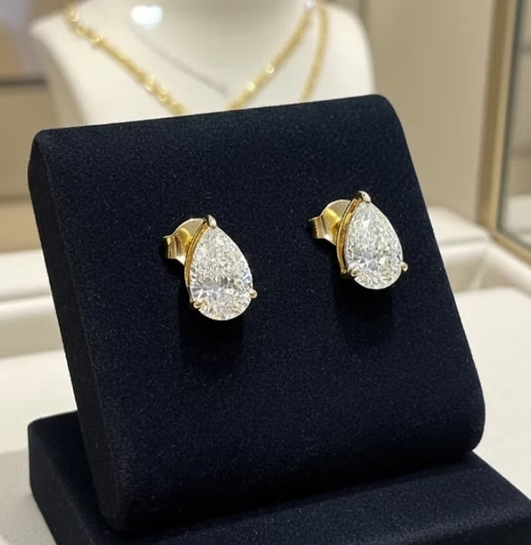 Orecchini a lobo - 18carati Oro giallo - 1,50 ct. tw. Diamante (Coltivato in lab
