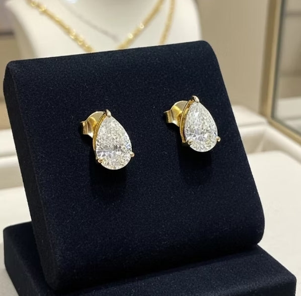 Orecchini a lobo - 18carati Oro giallo - 1,50 ct. tw. Diamante (Coltivato in lab