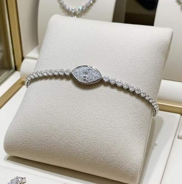 Bracciale - 18 carati Oro bianco - 6.90 ct. tw. Diamante (Coltivato in laborator