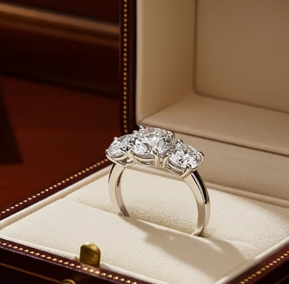 Anello - 18 carati Oro bianco - 4.22ct. tw. Diamante (Coltivato in laboratorio)