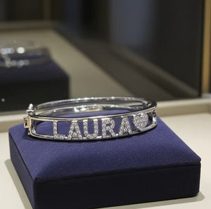 Bracciale personalizzato in oro bianco 18k e diamanti Naturale