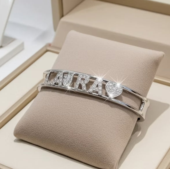 Bracciale personalizzato in oro bianco 18k e diamanti Naturale