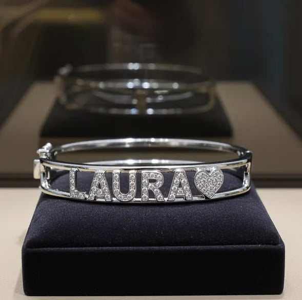 Bracciale personalizzato in oro bianco 18k e diamanti Naturale