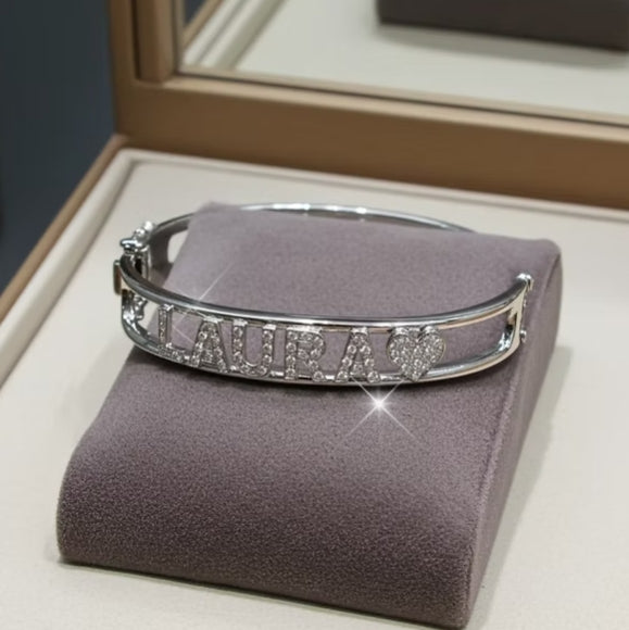 Bracciale personalizzato in oro bianco 18k e diamanti Naturale