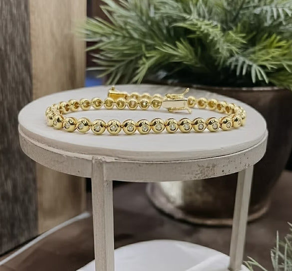 Bracciale tennis a Cipolla - 18 carati Oro Giallo - 6,50 ct.Diamante (Coltivato in laboratorio)