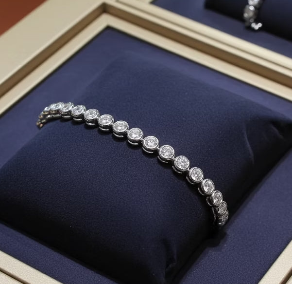 Bracciale tennis a Cipolla - 18 carati Oro Bianco - 7,40 ct.Diamante (Coltivato in laboratorio)