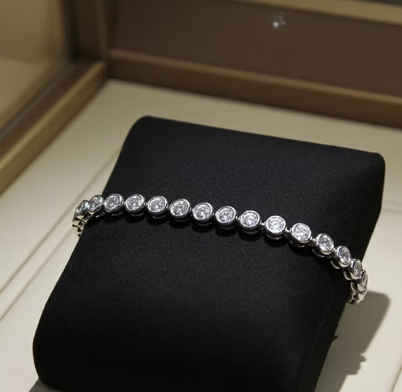 Bracciale tennis a Cipolla - 18 carati Oro Bianco - 7,40 ct.Diamante (Coltivato in laboratorio)