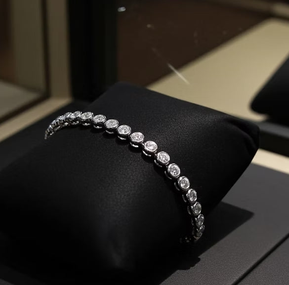 Bracciale tennis a Cipolla - 18 carati Oro Bianco - 7,40 ct.Diamante (Coltivato in laboratorio)