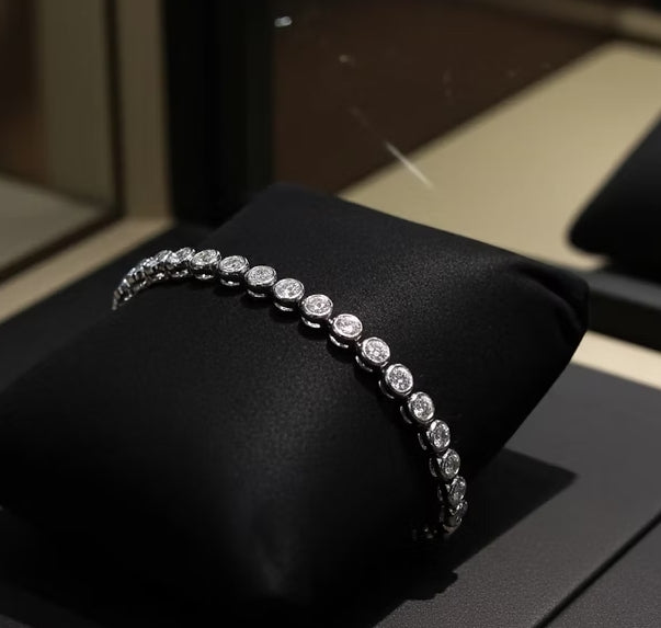 Bracciale tennis a Cipolla - 18 carati Oro Bianco - 9,80 ct.Diamante (Coltivato in laboratorio)