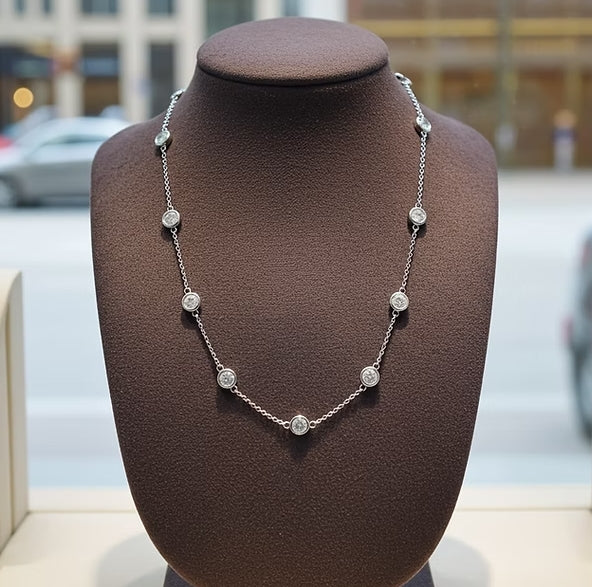 collana pendente in Oro Bianco18k - diamanti 3,60  (Coltivato in laboratorio)