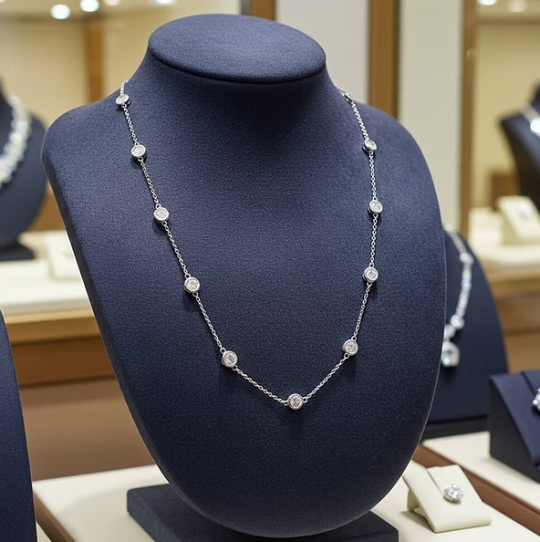 collana pendente in Oro Bianco18k - diamanti 3,60  (Coltivato in laboratorio)