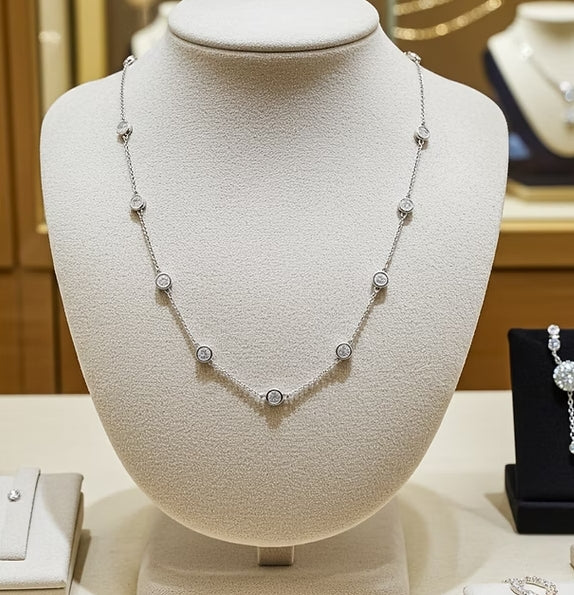 collana pendente in Oro Bianco18k - diamanti 3,60  (Coltivato in laboratorio)