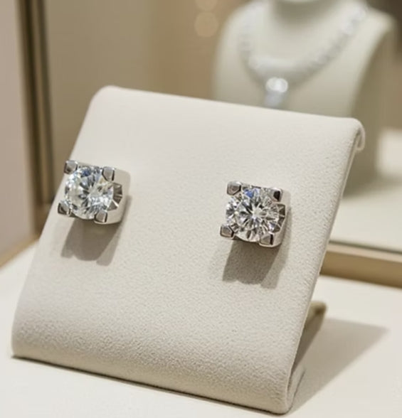 Orecchini a lobo - 18carati Oro Bianco - 1,90 ct. tw. Diamante Coltivati in Laboratorio