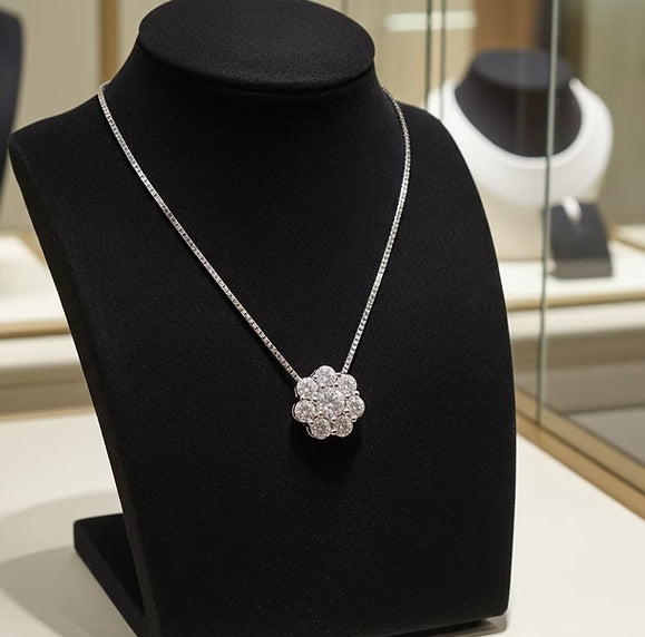 Collana - 18 carati Oro bianco - 0.80ct. tw. Diamante ( naturale)