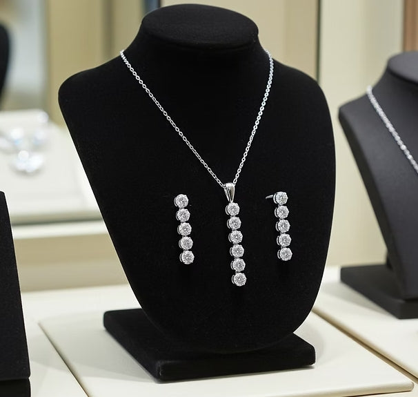 Set Completo Collana e Orecchini con diamante naturale 2,40 ct