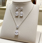 Set Completo in Oro Bianco 18k - Collana e Orecchini con diamante naturale 1,50 ct